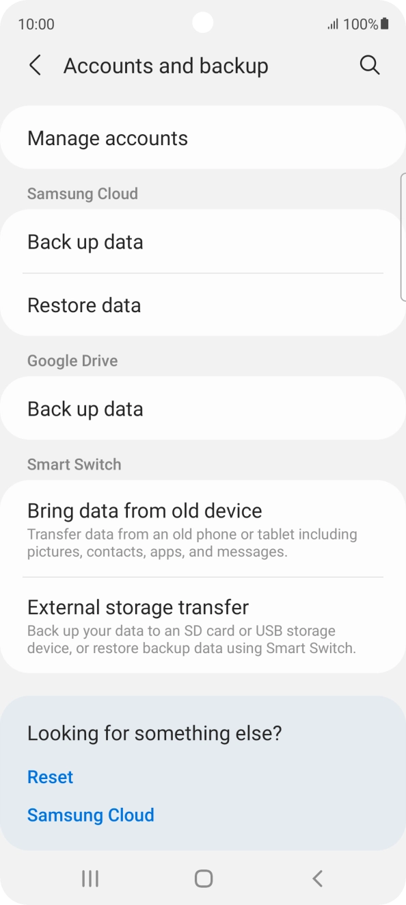 Press Manage accounts. Press Manage accounts.