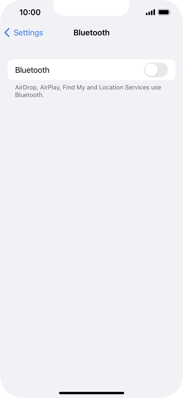 Press the indicator next to 'Bluetooth' to turn on the function.