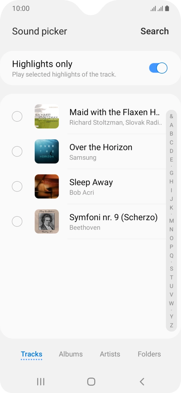 Press the required ring tones to hear them.