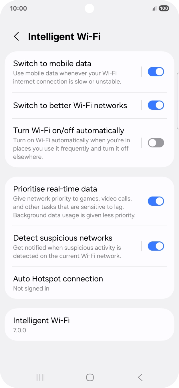 Press the indicator next to 'Switch to mobile data' to turn the function on or off.