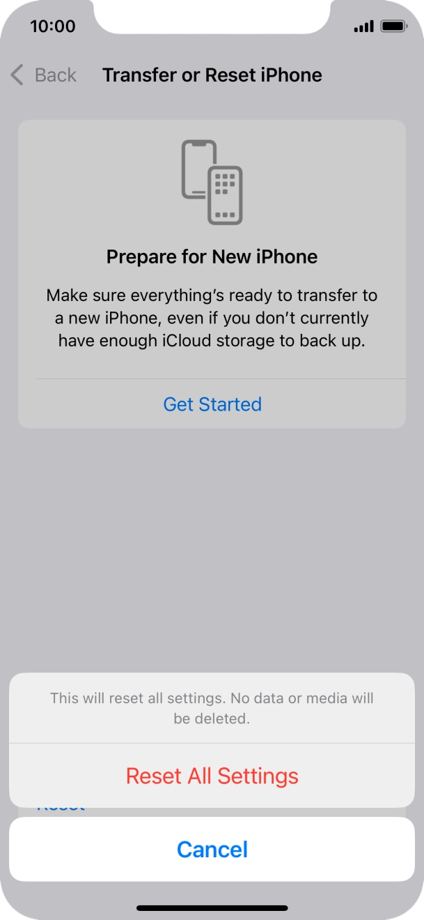 Press Reset All Settings.