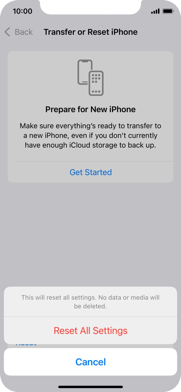 Press Reset All Settings.