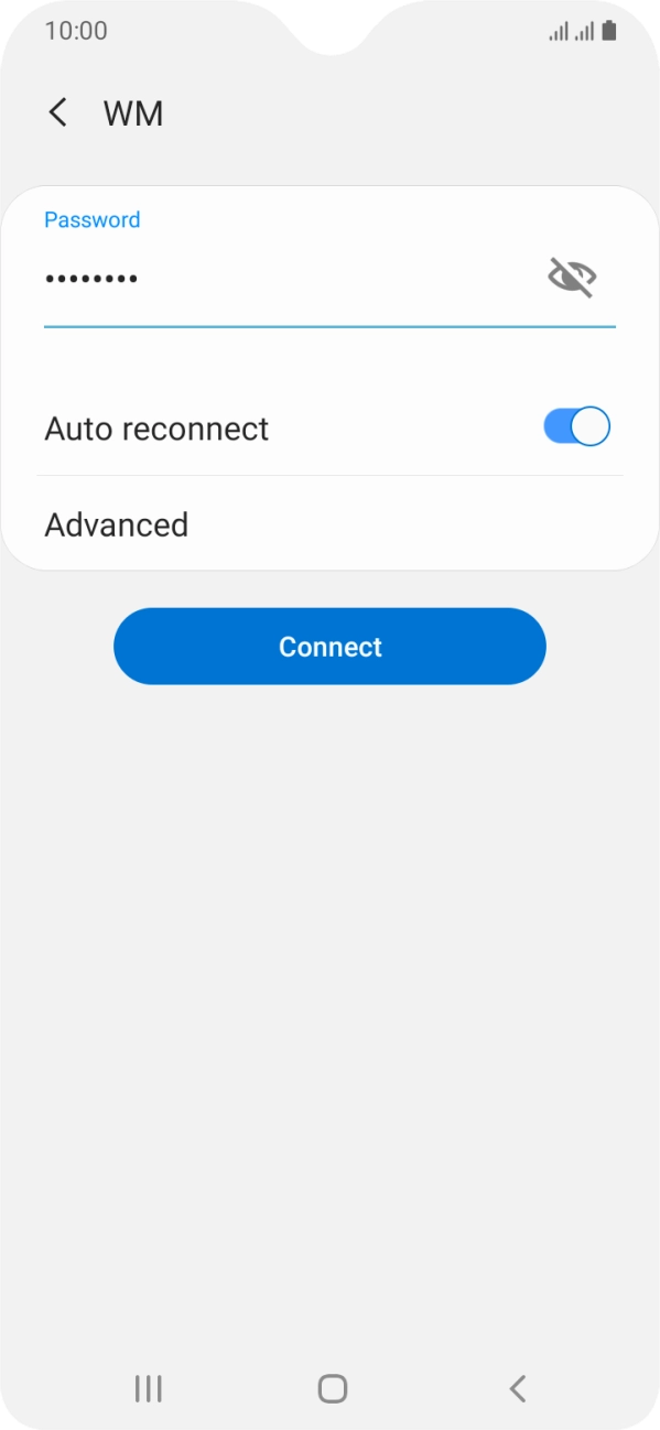 Key in the password for the WiFi network and press Connect.