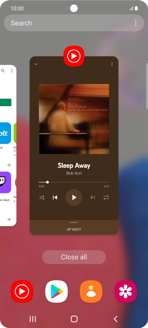 To end one running application, slide your finger upwards on the required application. To end one running application, slide your finger upwards on the required application.
