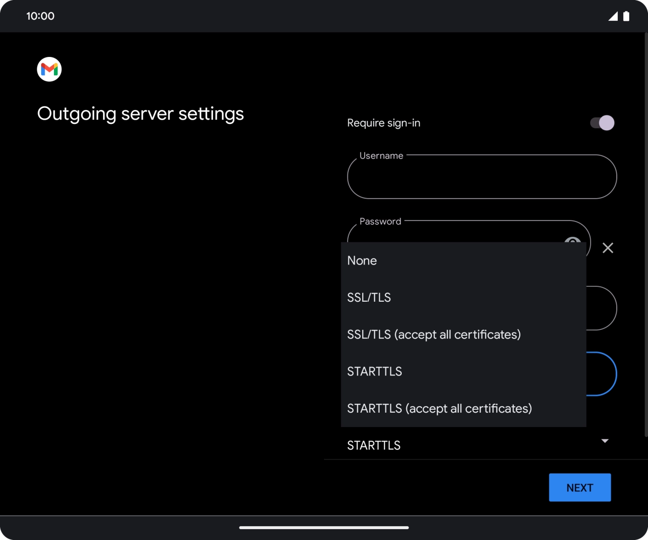Press SSL/TLS. Press SSL/TLS.