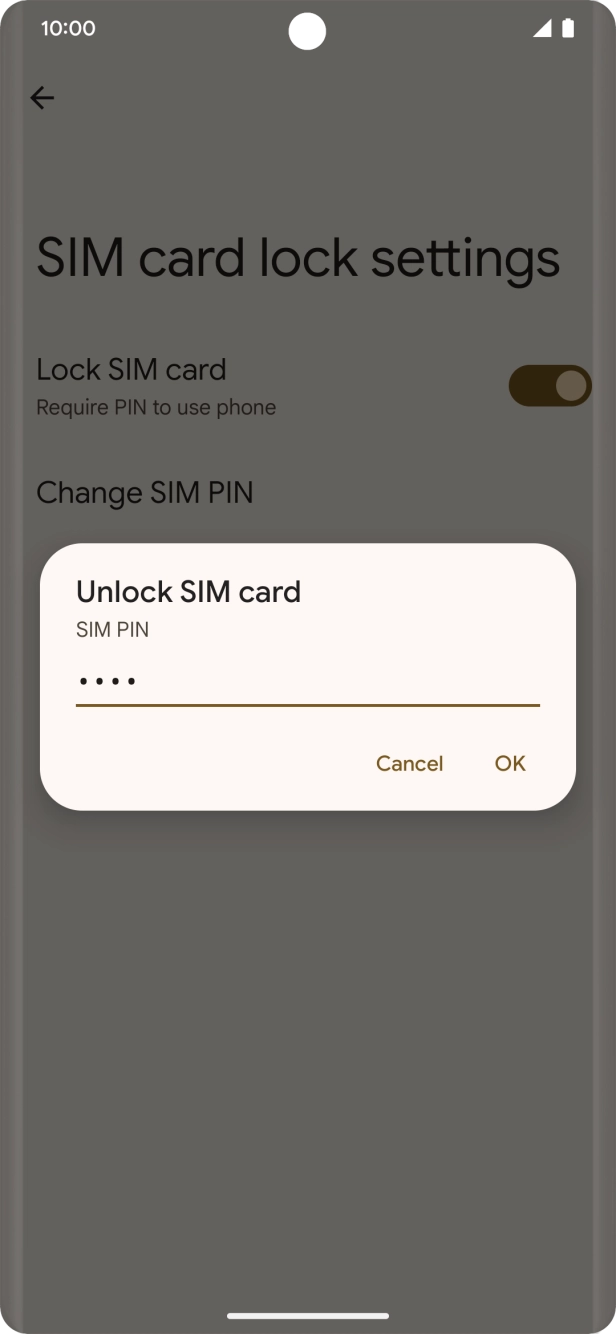 Key in your SIM PIN and press OK. The default SIM PIN is 0000.