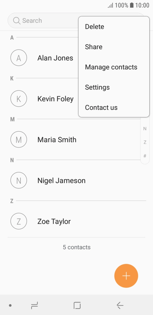 Press Manage contacts.