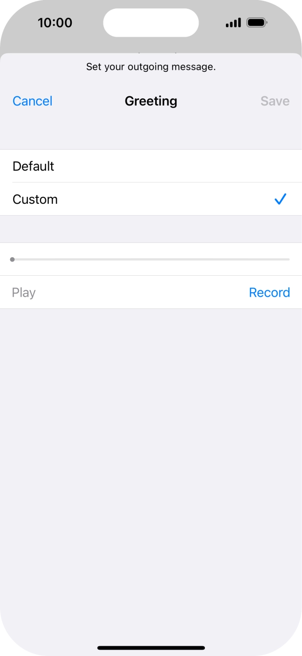 Press Record to start recording a personal greeting. Press Record to start recording a personal greeting.