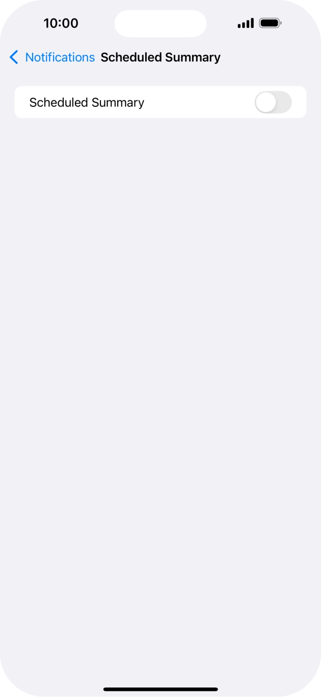 Press the indicator next to 'Scheduled Summary' to turn on the function and follow the instructions on the screen to set the notification summary.