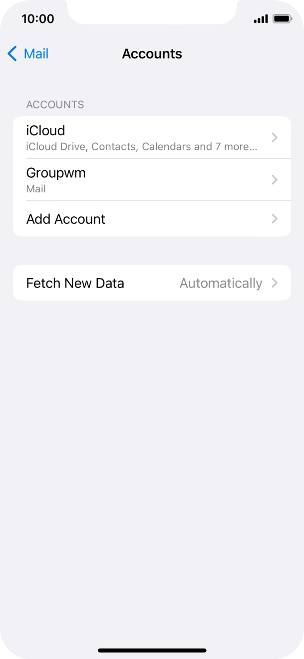 Press the name of the email account you've just set up. Press the name of the email account you've just set up.