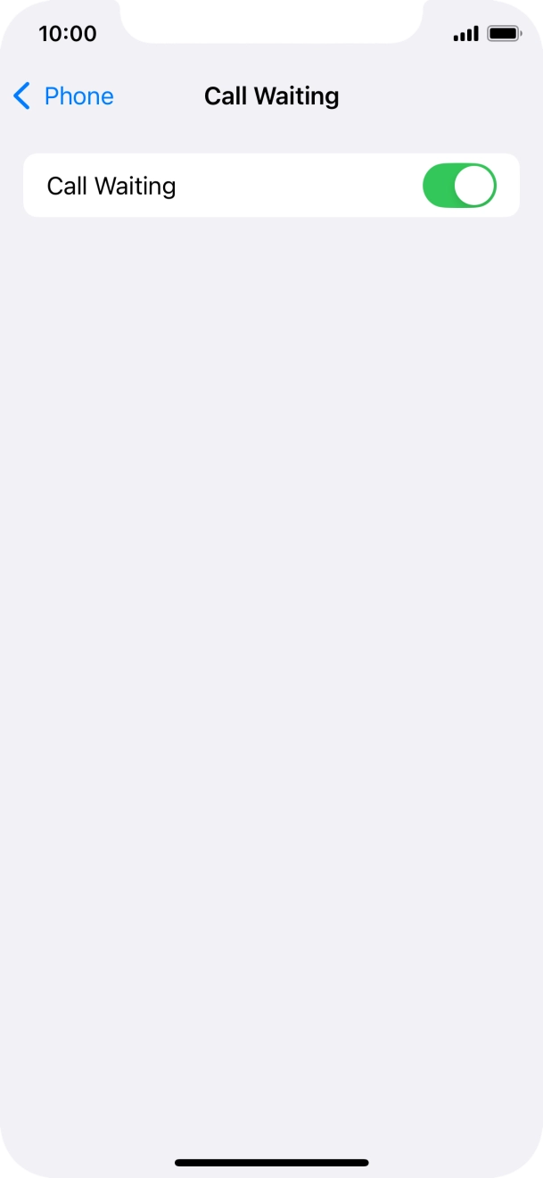 Press the indicator next to 'Call Waiting' to turn the function on or off.