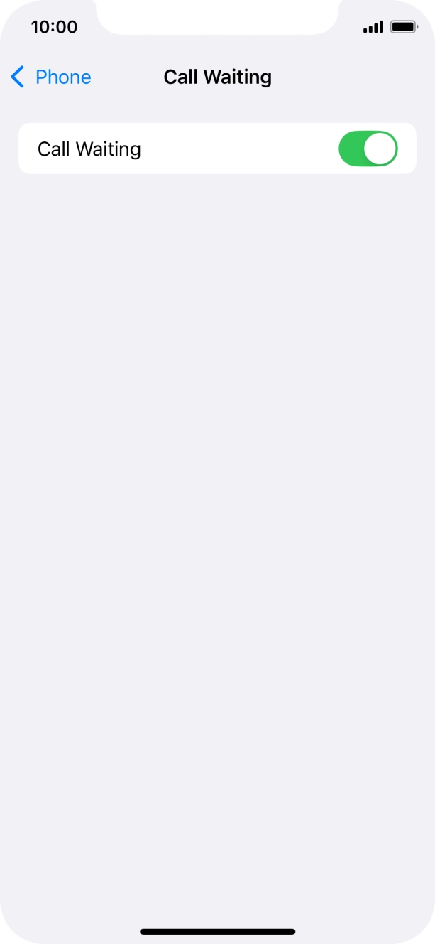 Press the indicator next to 'Call Waiting' to turn the function on or off.