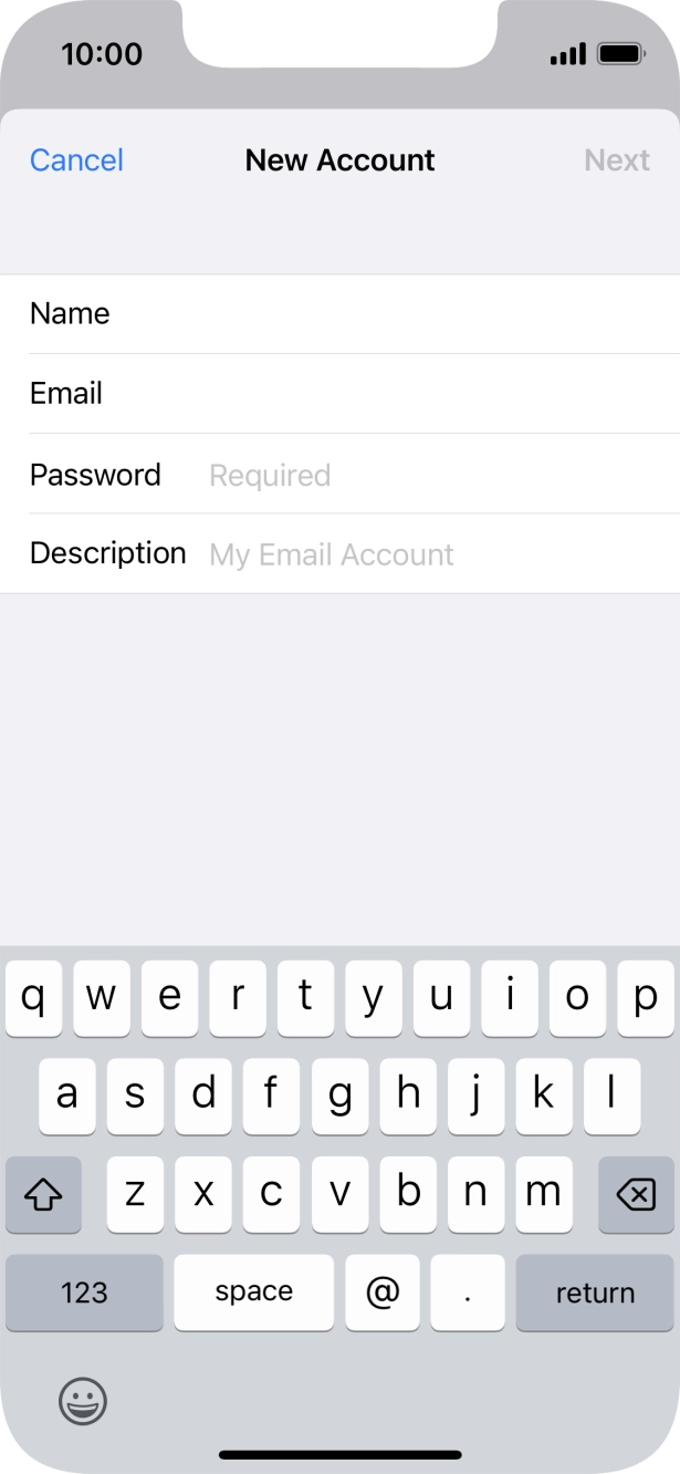 Press Password and key in the password for your email account. Press Password and key in the password for your email account.
