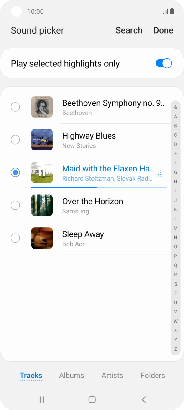 Once you've found a ring tone you like, press Done.