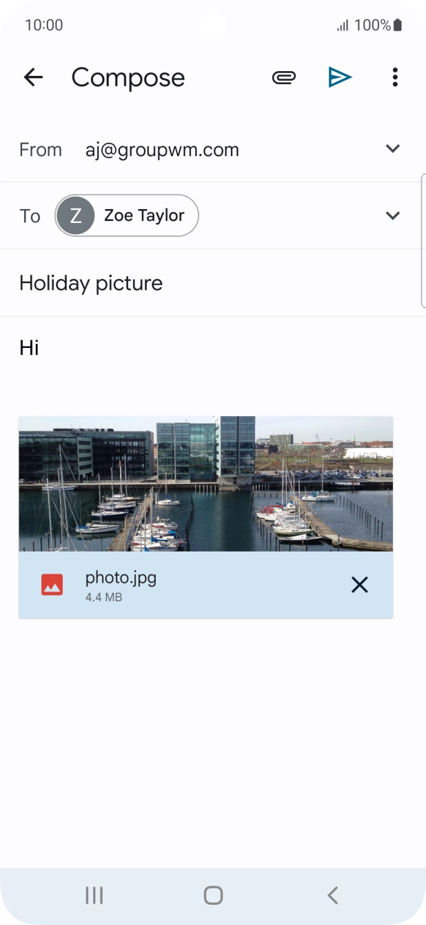 Press the send icon when you've finished your email.