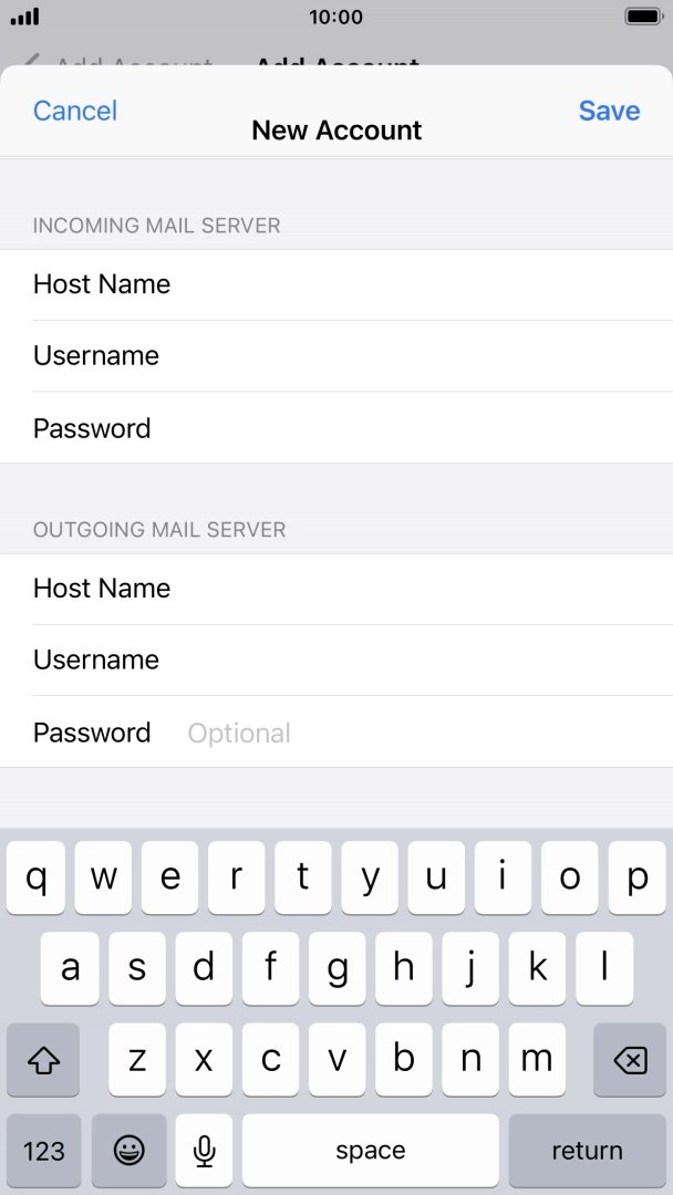 Press Password and key in the password for your email account. Press Password and key in the password for your email account.