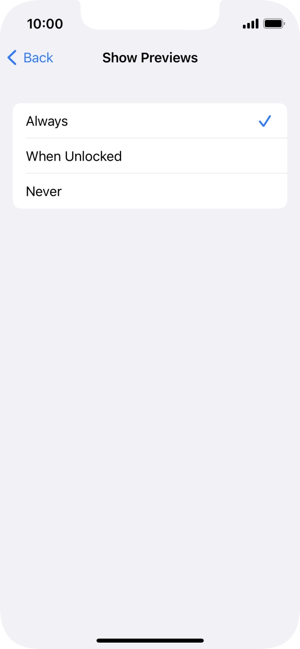 To select notification preview on the lock screen, press Always. To select notification preview on the lock screen, press Always.