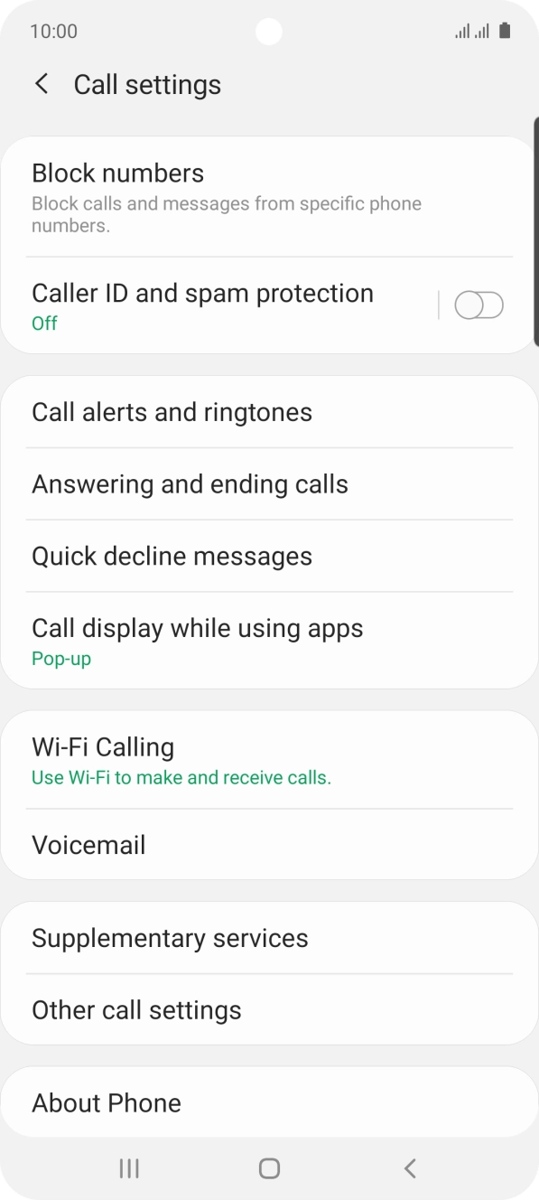 Press Supplementary services. Press Supplementary services.