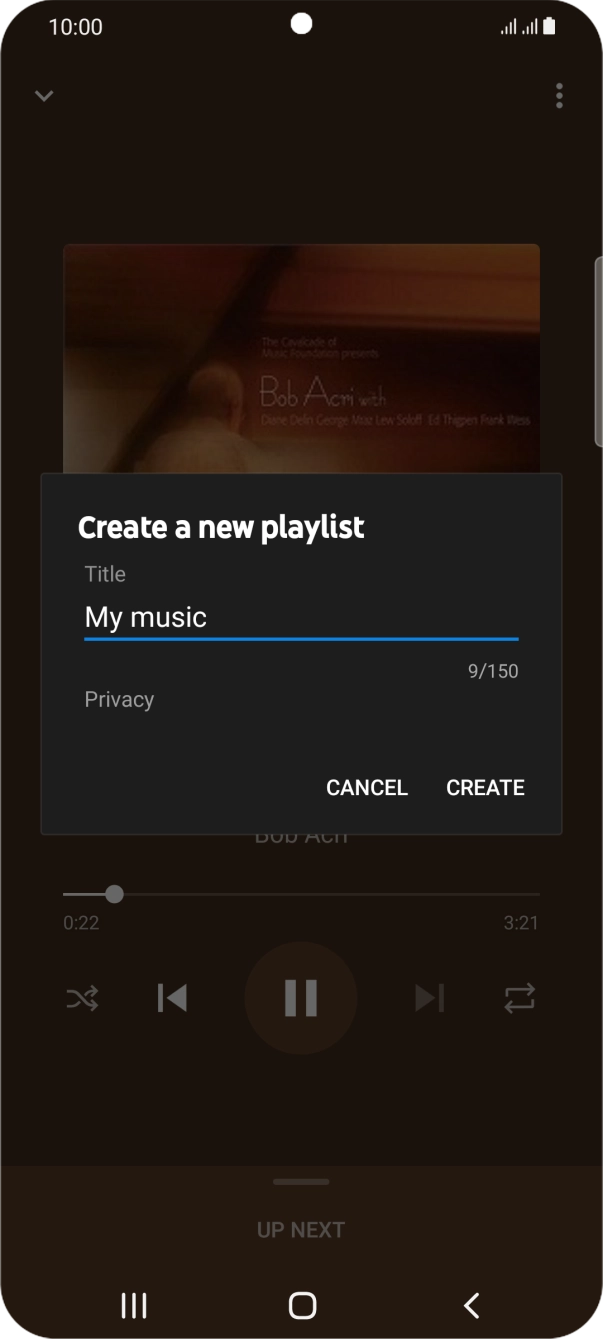 Key in a name for the playlist and press CREATE.