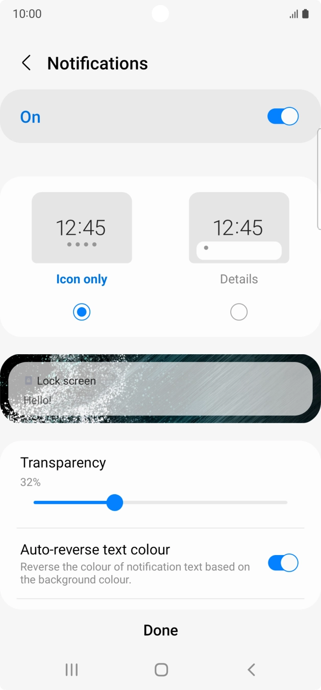 Press the required settings to turn them on or off.