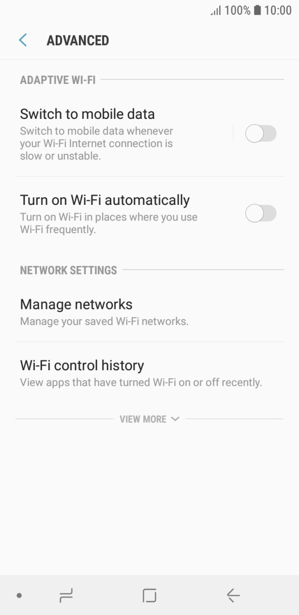 Press the indicator next to 'Switch to mobile data' to turn the function on or off. Press the indicator next to 'Switch to mobile data' to turn the function on or off.