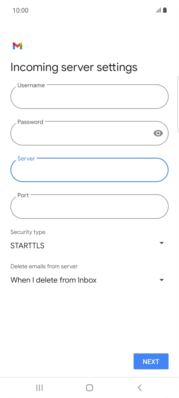 Press the field below 'Port' and key in 110.