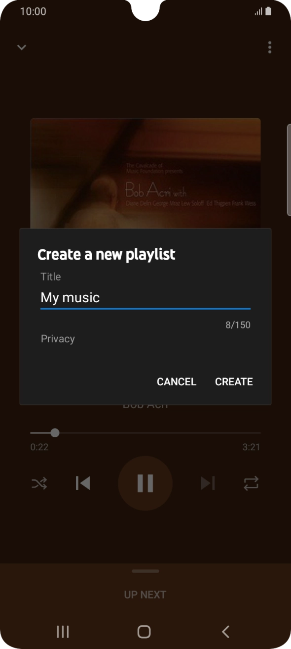 Key in a name for the playlist and press CREATE.