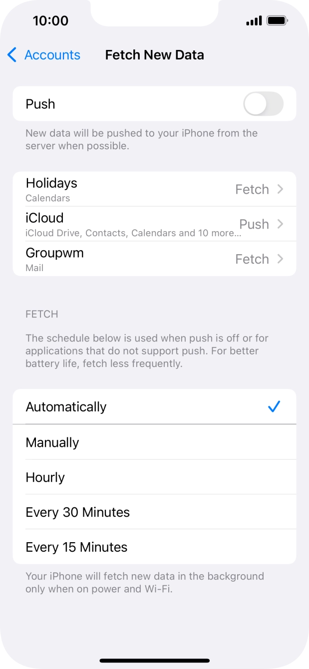 If you turn off the function, press the required setting.