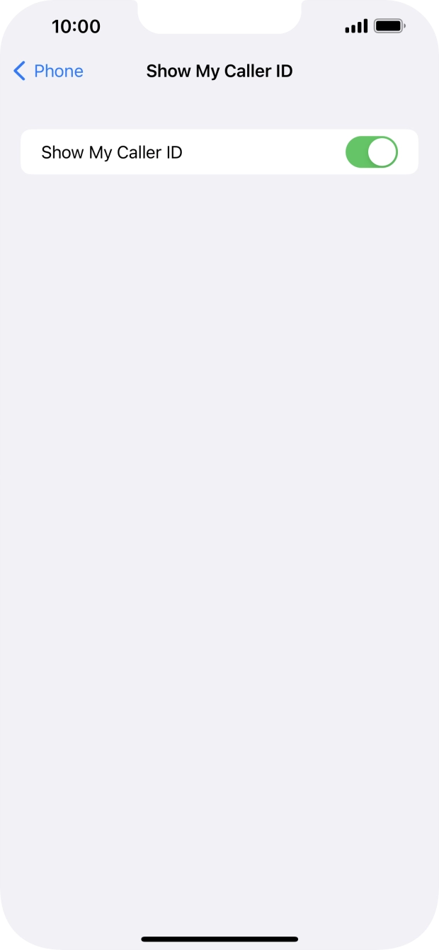 Press the indicator next to 'Show My Caller ID' to turn the function on or off.