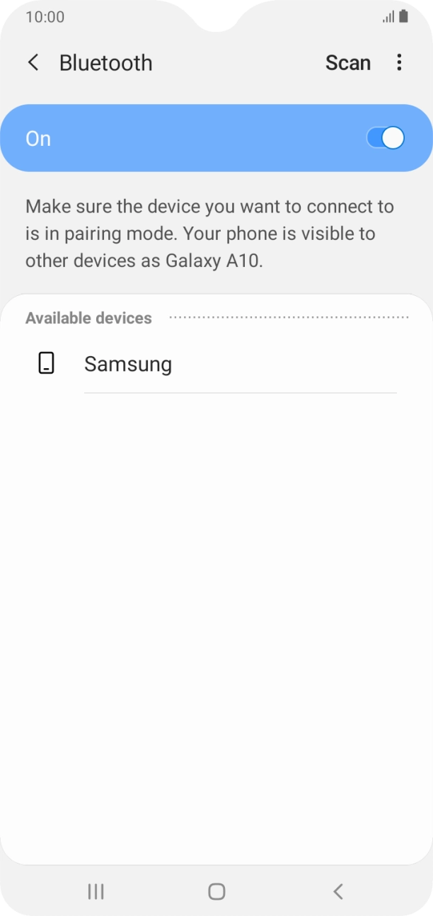 Press the required Bluetooth device and follow the instructions on the screen to pair the device with your phone.