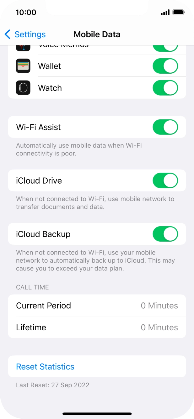 Press the indicator next to 'Wi-Fi Assist' to turn the function on or off.