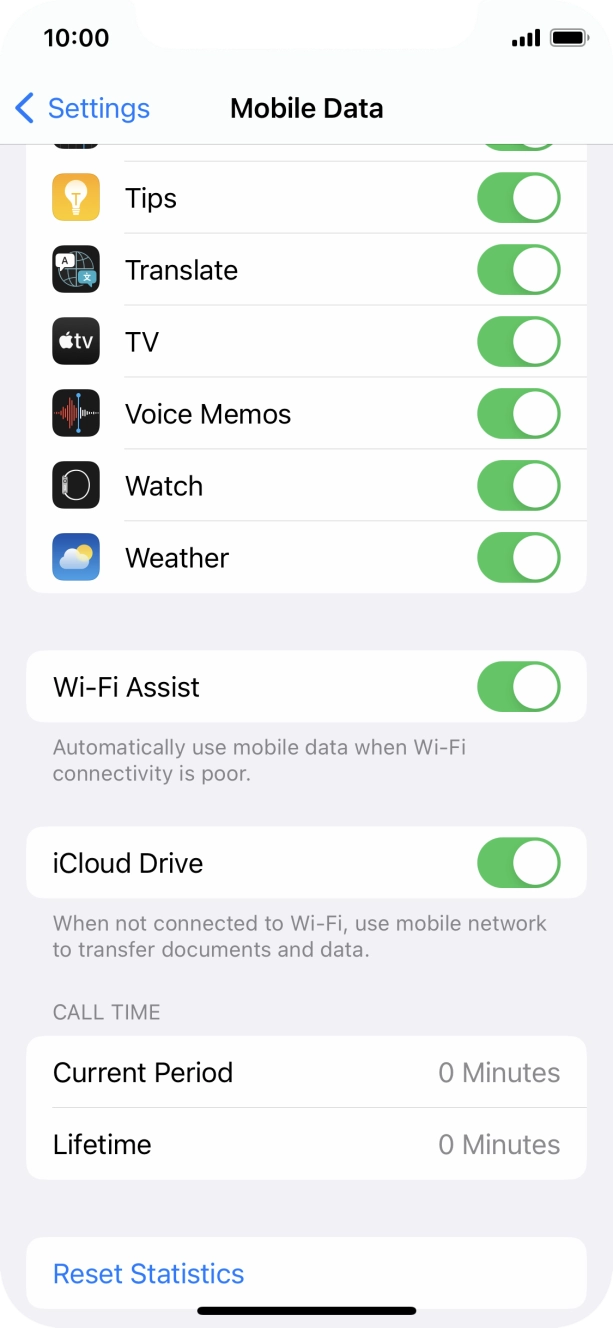 Press the indicator next to 'Wi-Fi Assist' to turn the function on or off. Press the indicator next to 'Wi-Fi Assist' to turn the function on or off.