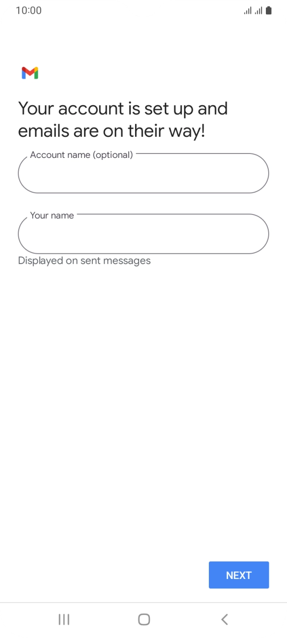 Press the field below 'Account name (optional)' and key in the required name. Press the field below 'Account name (optional)' and key in the required name.