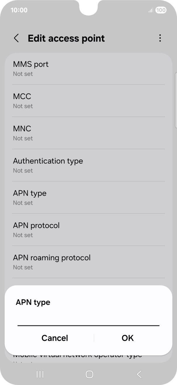 Key in default and press OK.