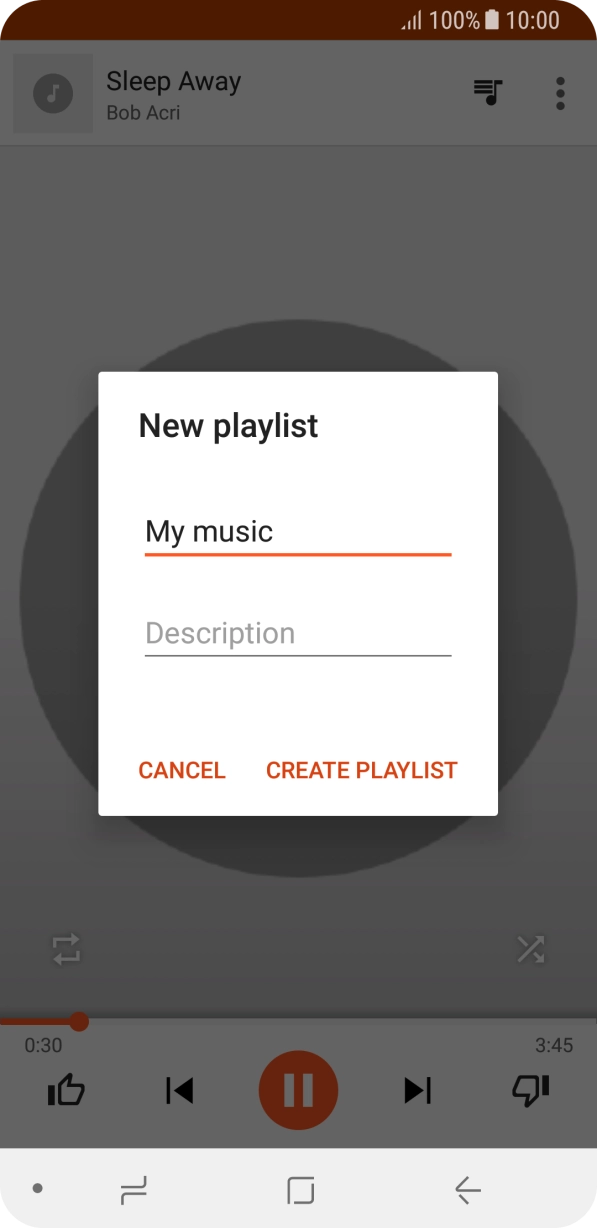 Key in a name for the playlist and press CREATE PLAYLIST.