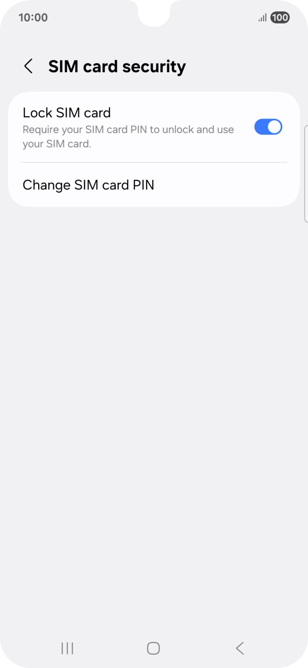 Press the indicator next to 'Lock SIM card' to turn the function on or off.
