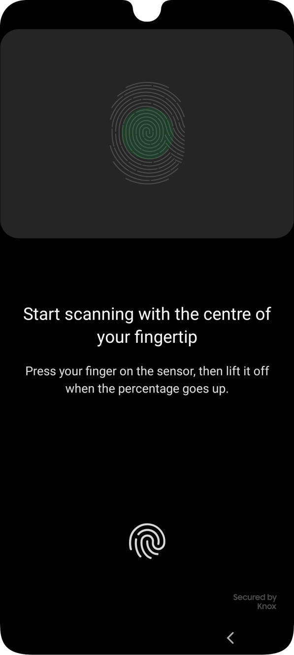 Follow the instructions on the screen to create the phone lock code using your fingerprint. Follow the instructions on the screen to create the phone lock code using your fingerprint.