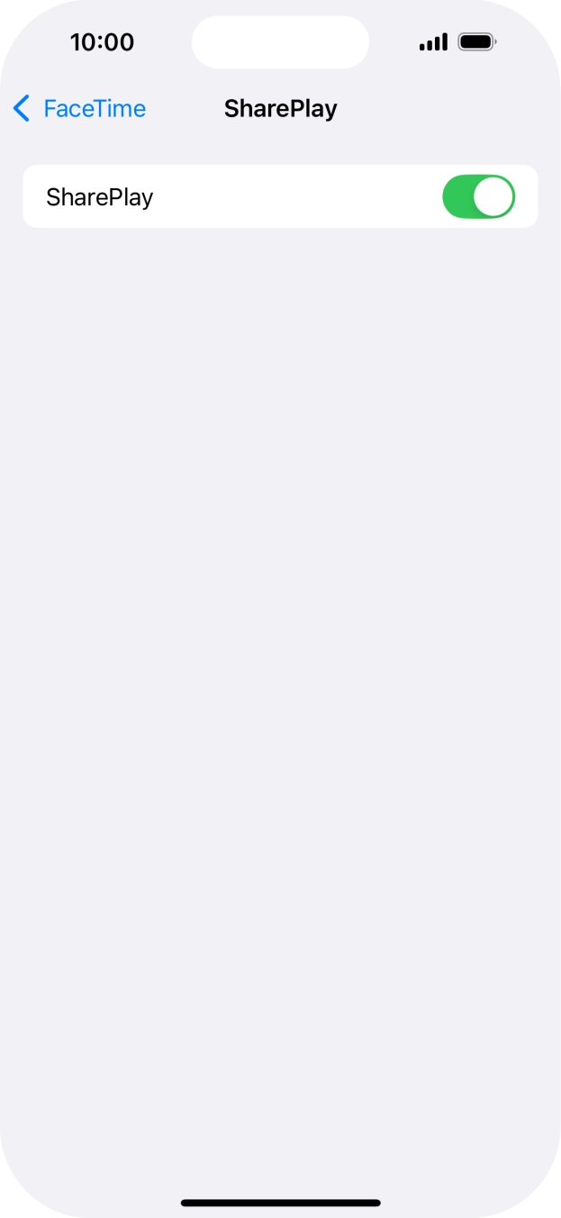Press the indicator next to 'SharePlay' to turn the function on or off. Press the indicator next to 'SharePlay' to turn the function on or off.