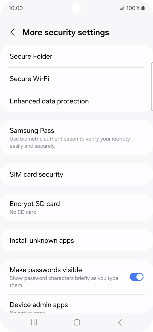 Press SIM card security.