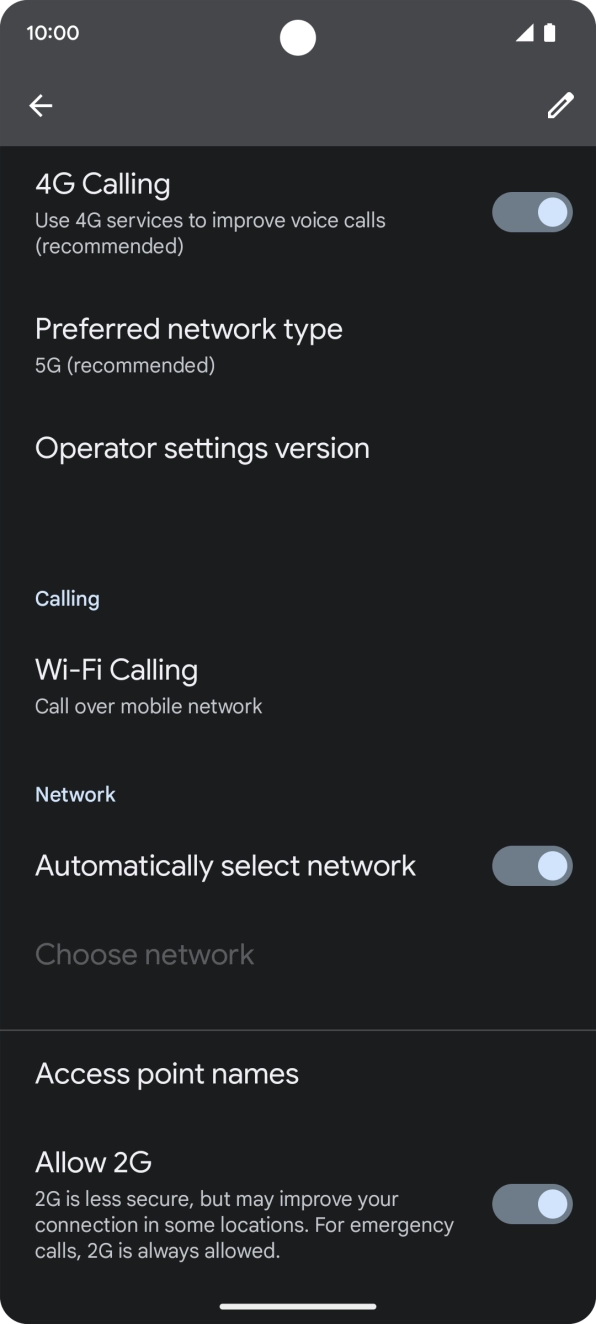 Press Access point names.