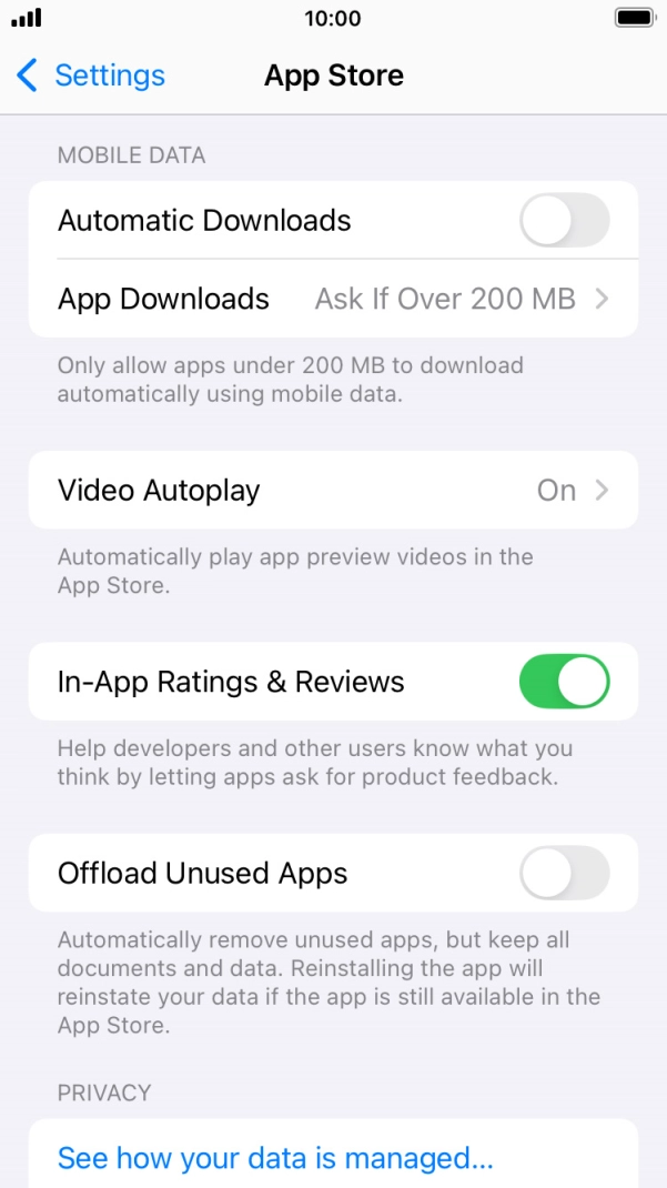 Press the indicator next to 'Automatic Downloads' to turn the function on or off.