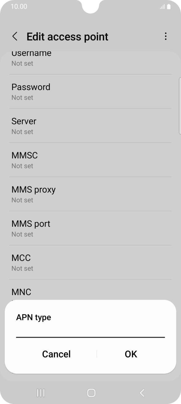 Key in default and press OK. Key in default and press OK.