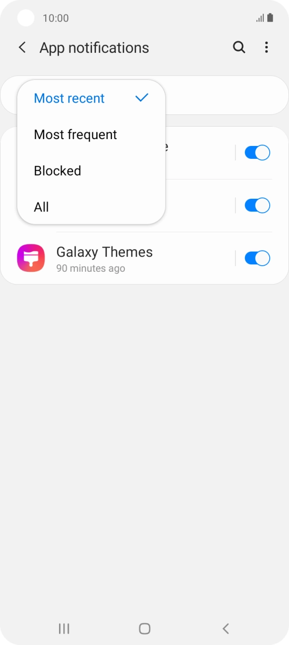 Press the required setting.