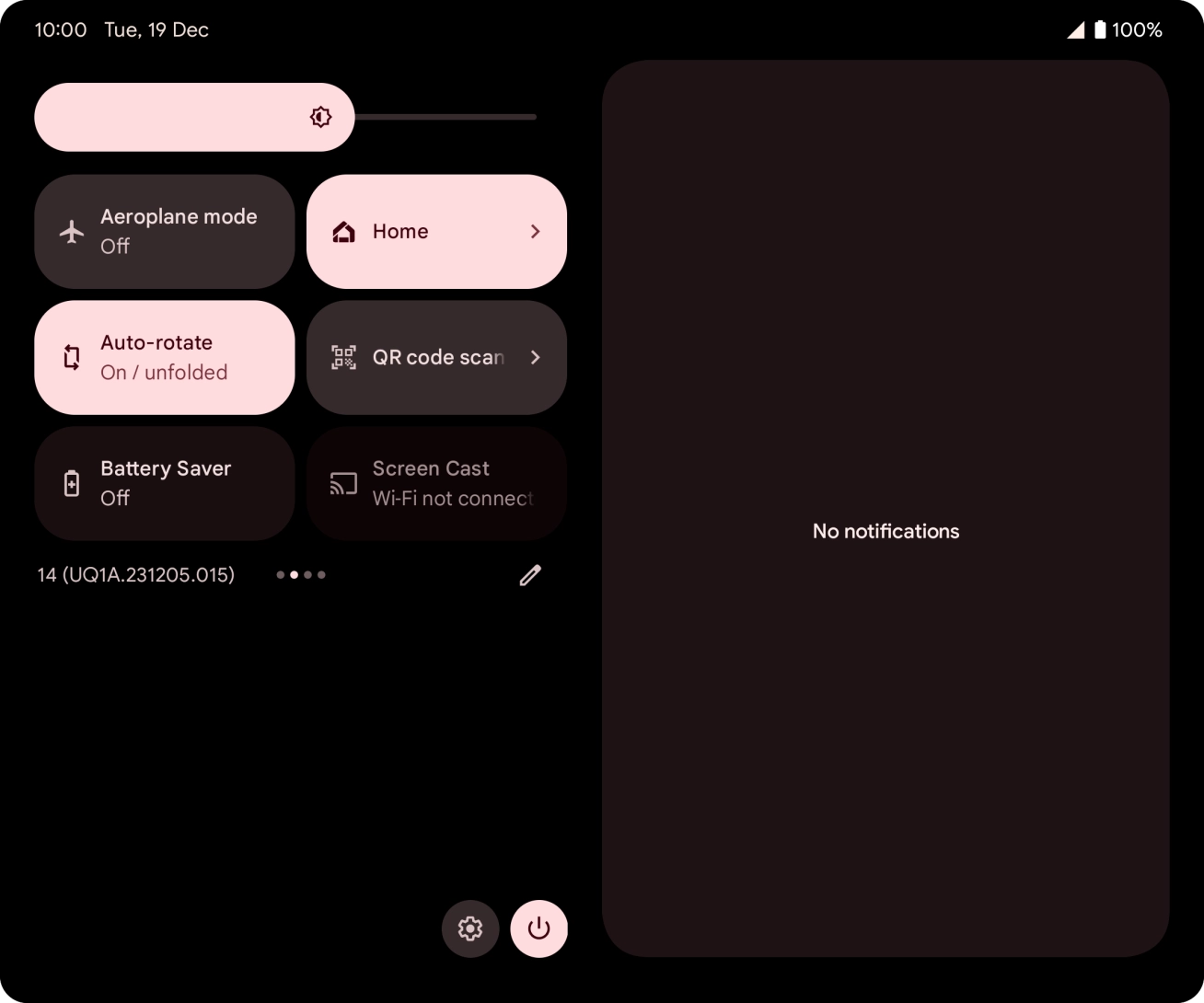 Press the flight mode icon to turn the function on or off. Press the flight mode icon to turn the function on or off.