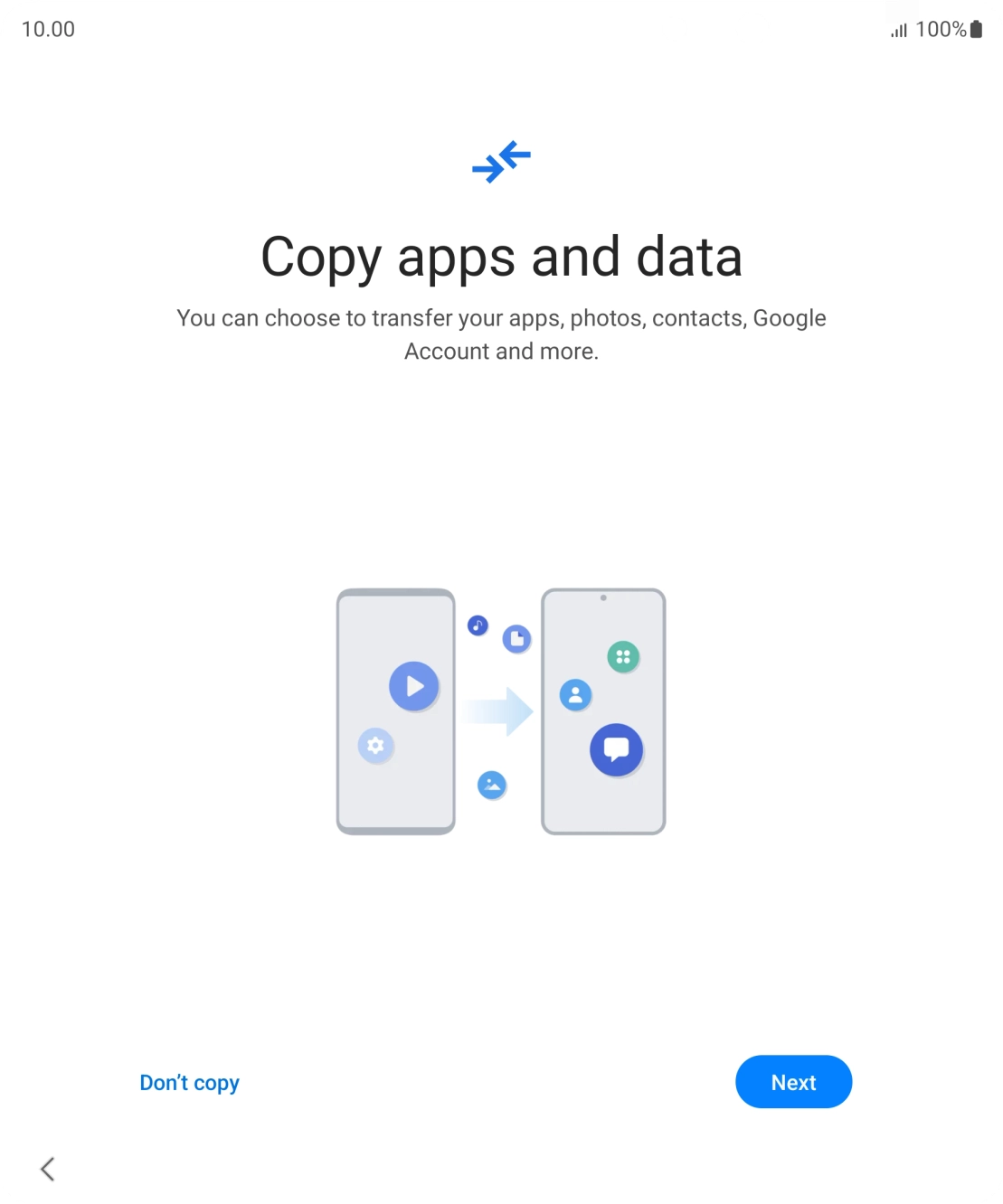 Press Don't copy and follow the instructions on the screen to finish the activation.