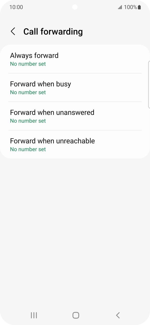 Press the required divert type. Press the required divert type.