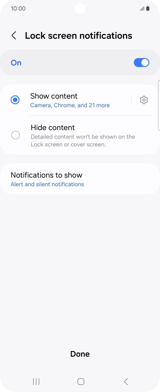 Press the required settings to turn them on or off.