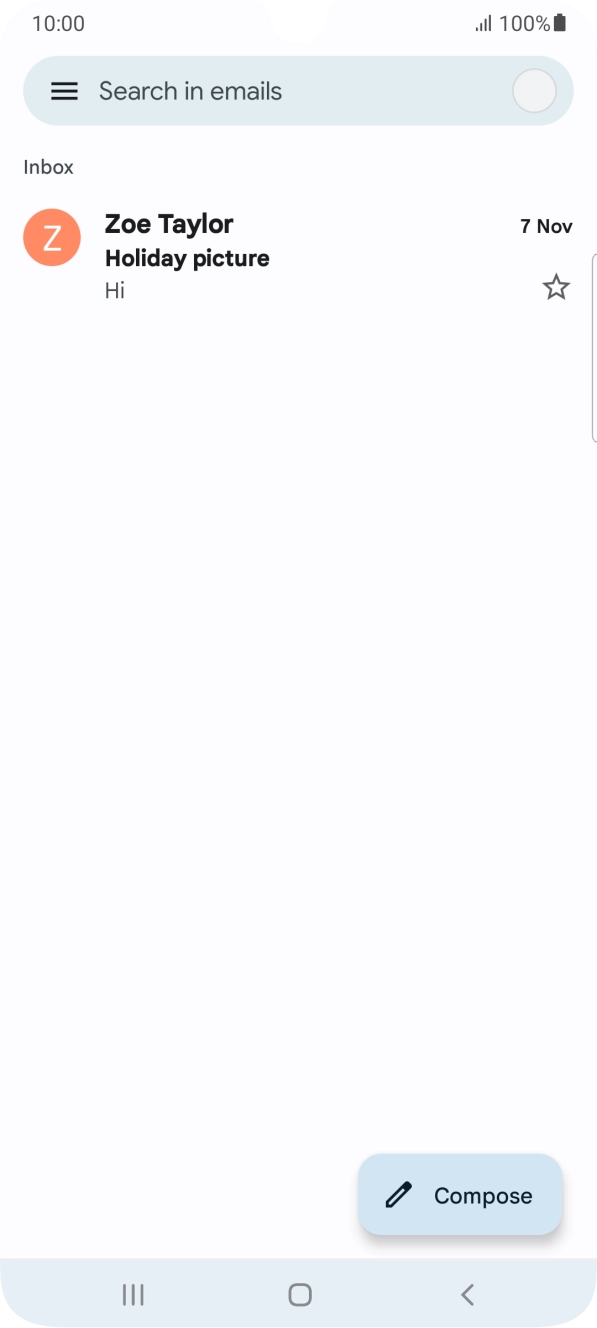 Press the email account icon. Press the email account icon.