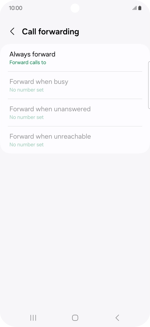 Press the required divert type.