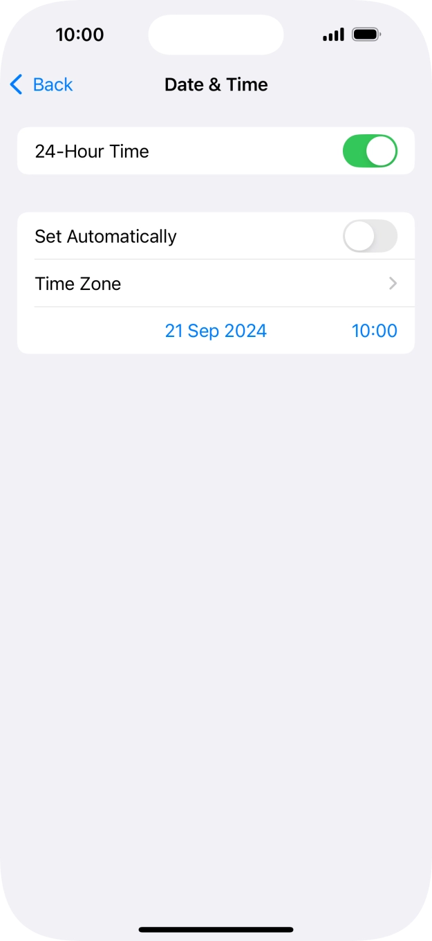 Press the indicator next to 'Set Automatically' to turn on the function.